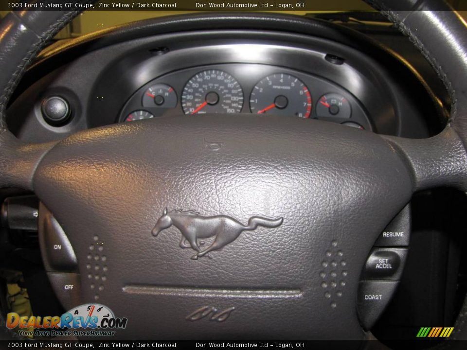 2003 Ford Mustang GT Coupe Zinc Yellow / Dark Charcoal Photo #9