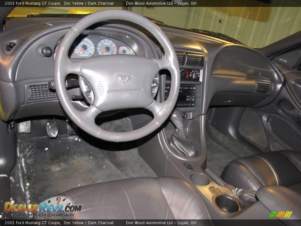 2003 Ford Mustang GT Coupe Zinc Yellow / Dark Charcoal Photo #12