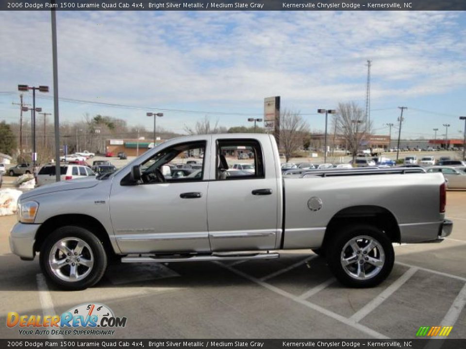 2006 Dodge Ram 1500 Laramie Quad Cab 4x4 Bright Silver Metallic / Medium Slate Gray Photo #6
