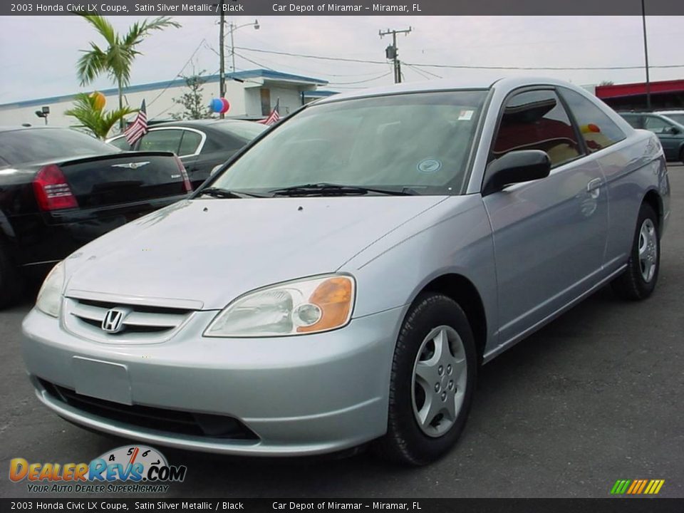 2003 Honda Civic LX Coupe Satin Silver Metallic / Black Photo #7