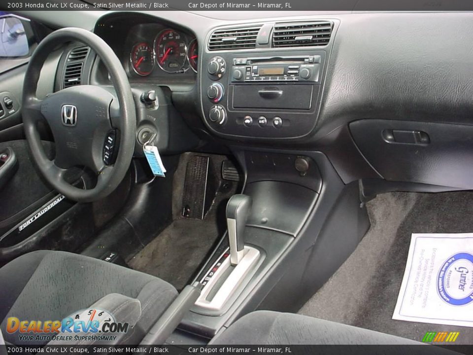 2003 Honda Civic LX Coupe Satin Silver Metallic / Black Photo #13