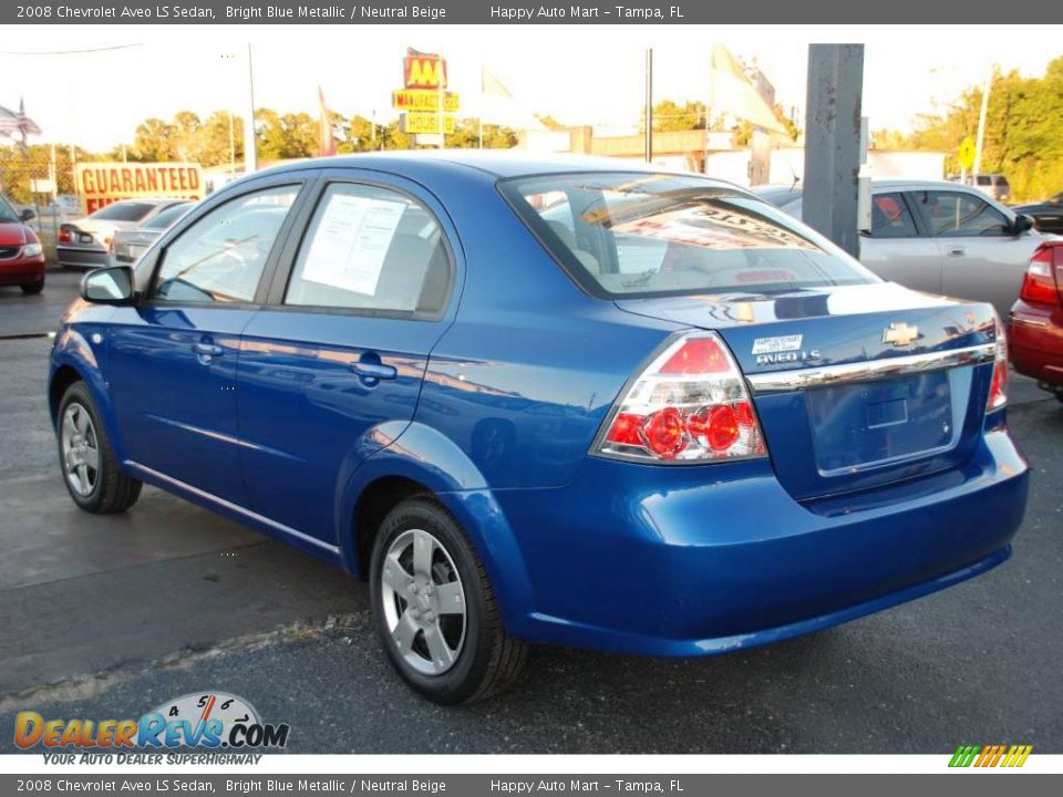 2008 Chevrolet Aveo LS Sedan Bright Blue Metallic / Neutral Beige Photo #7