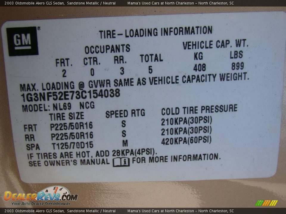 2003 Oldsmobile Alero GLS Sedan Sandstone Metallic / Neutral Photo #26