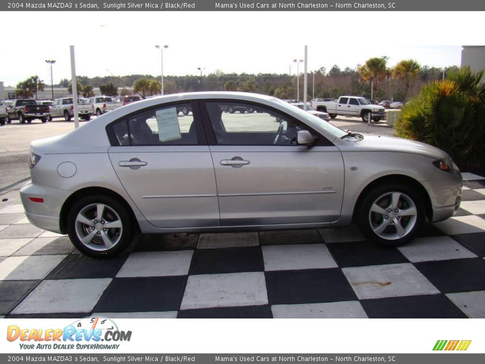 2004 Mazda MAZDA3 s Sedan Sunlight Silver Mica / Black/Red Photo #6