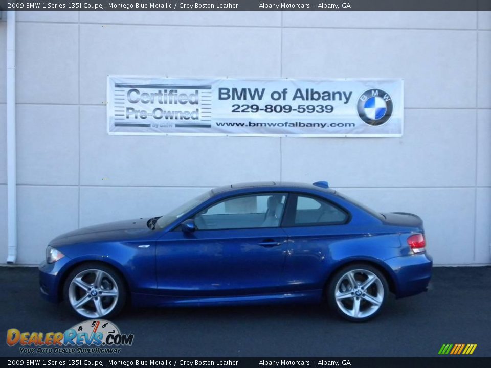 2009 BMW 1 Series 135i Coupe Montego Blue Metallic / Grey Boston Leather Photo #1