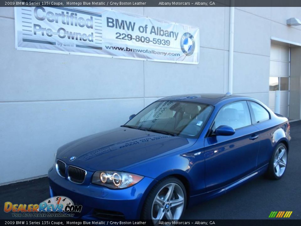 2009 BMW 1 Series 135i Coupe Montego Blue Metallic / Grey Boston Leather Photo #2