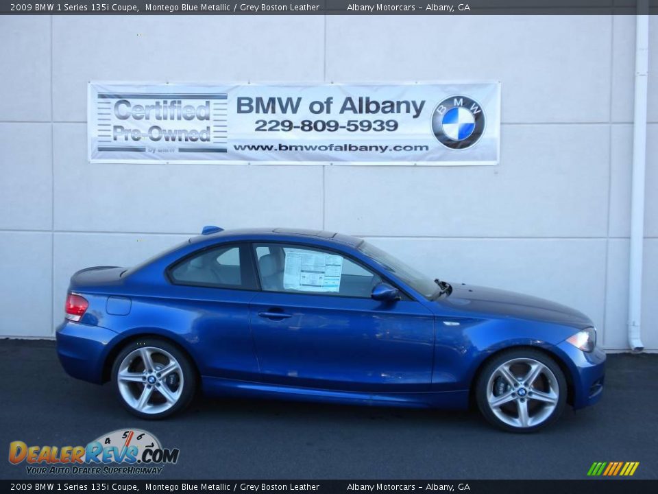 2009 BMW 1 Series 135i Coupe Montego Blue Metallic / Grey Boston Leather Photo #21