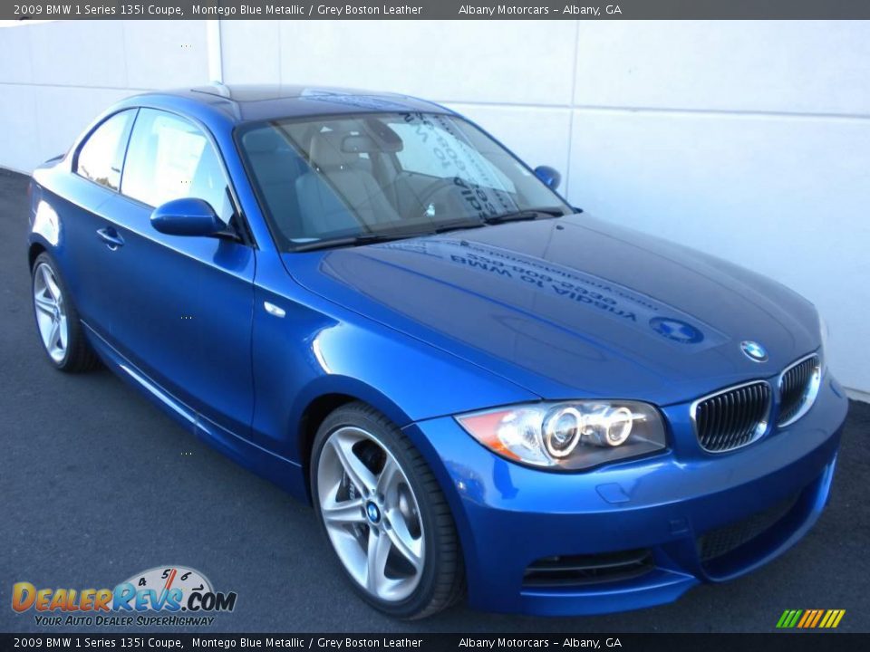 2009 BMW 1 Series 135i Coupe Montego Blue Metallic / Grey Boston Leather Photo #23