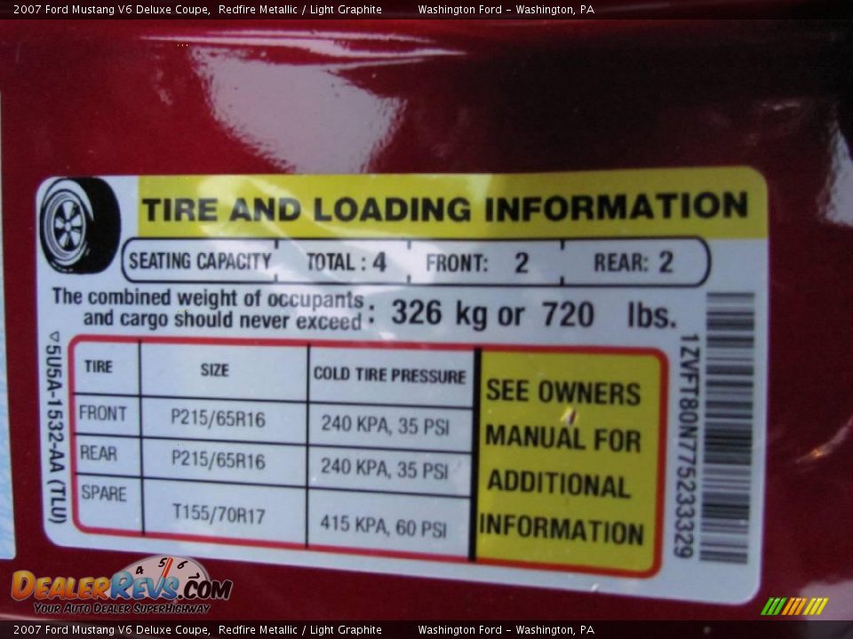 2007 Ford Mustang V6 Deluxe Coupe Redfire Metallic / Light Graphite Photo #19
