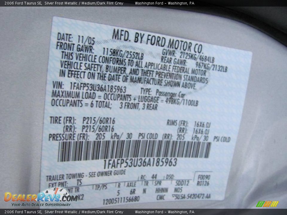 2006 Ford Taurus SE Silver Frost Metallic / Medium/Dark Flint Grey Photo #19