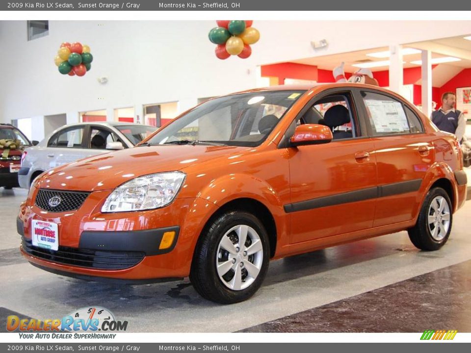 2009 Kia Rio LX Sedan Sunset Orange / Gray Photo #2