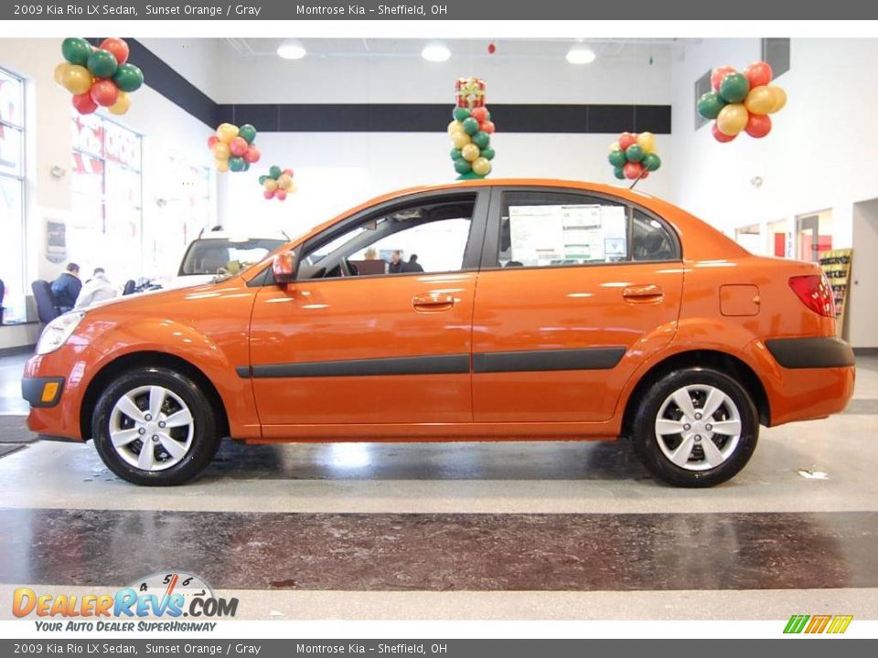 2009 Kia Rio LX Sedan Sunset Orange / Gray Photo #3