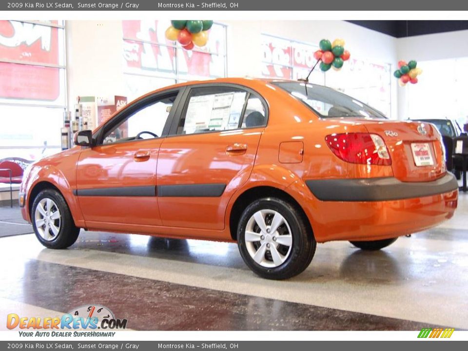 2009 Kia Rio LX Sedan Sunset Orange / Gray Photo #4