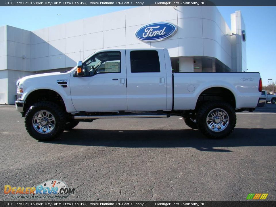 2010 Ford F250 Super Duty Lariat Crew Cab 4x4 White Platinum Tri-Coat / Ebony Photo #6