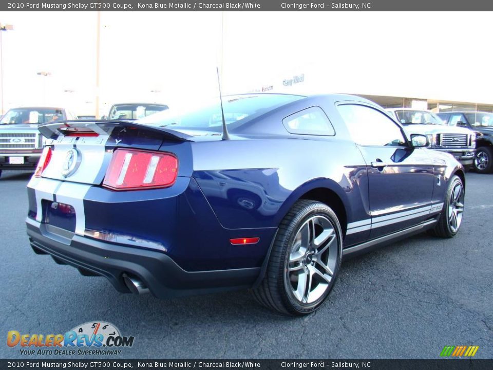 2010 Ford Mustang Shelby GT500 Coupe Kona Blue Metallic / Charcoal Black/White Photo #3