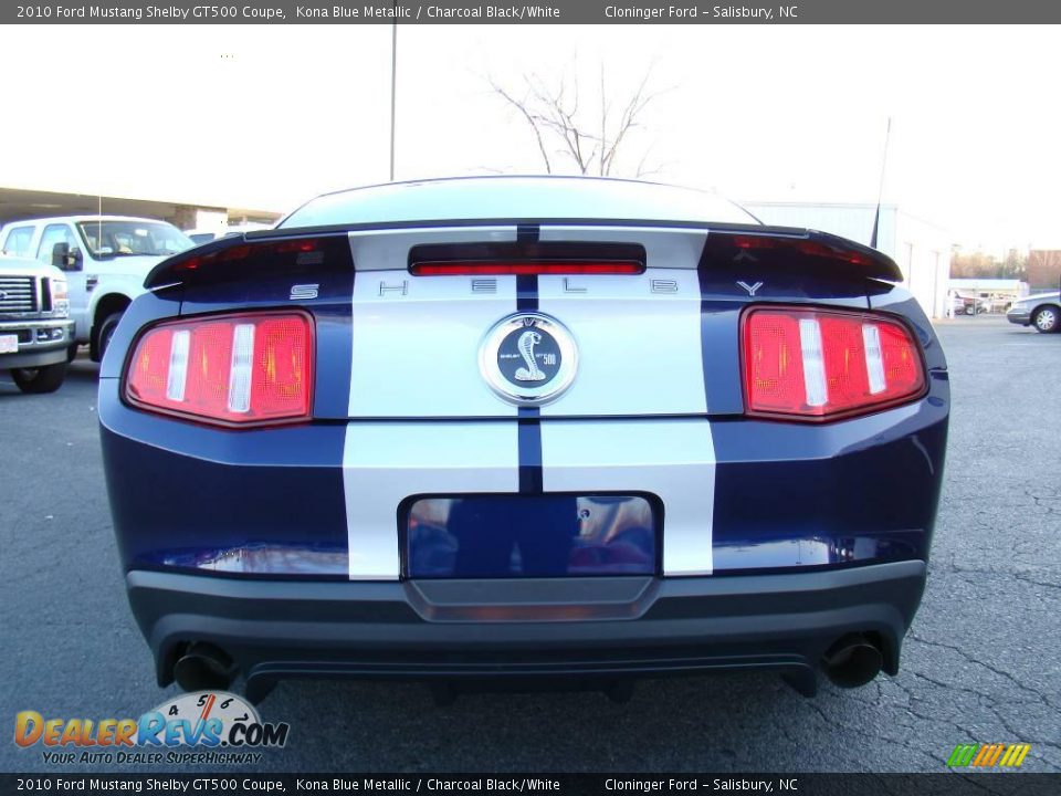 2010 Ford Mustang Shelby GT500 Coupe Kona Blue Metallic / Charcoal Black/White Photo #4