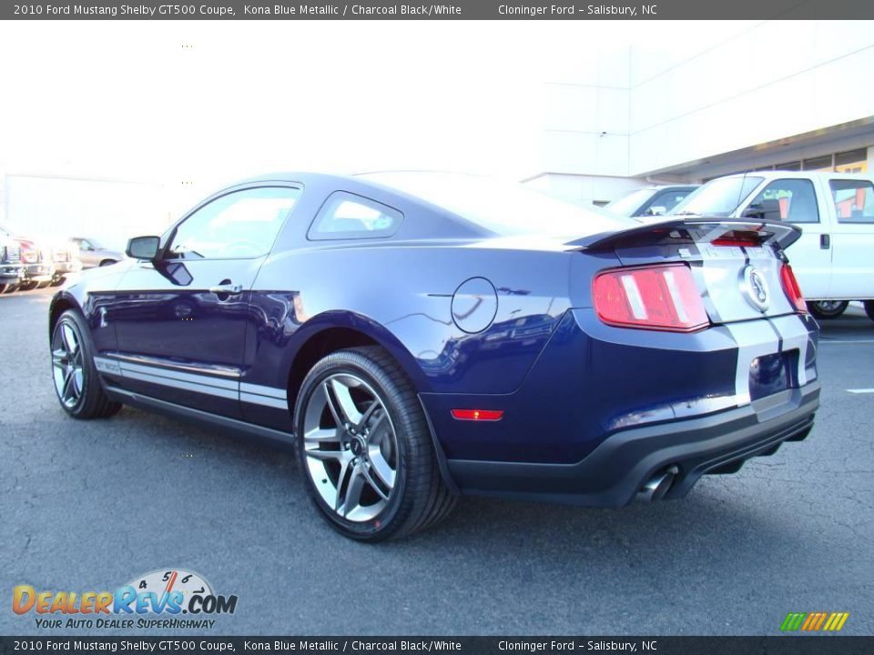 2010 Ford Mustang Shelby GT500 Coupe Kona Blue Metallic / Charcoal Black/White Photo #5