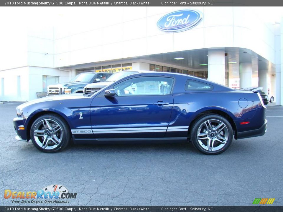 2010 Ford Mustang Shelby GT500 Coupe Kona Blue Metallic / Charcoal Black/White Photo #6