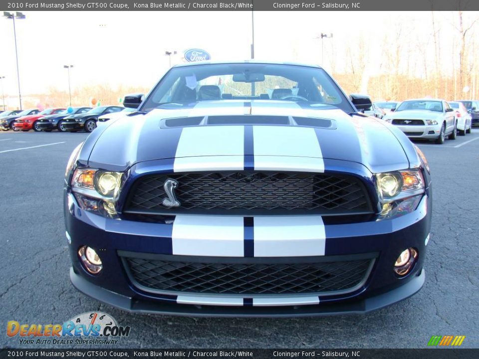 2010 Ford Mustang Shelby GT500 Coupe Kona Blue Metallic / Charcoal Black/White Photo #8
