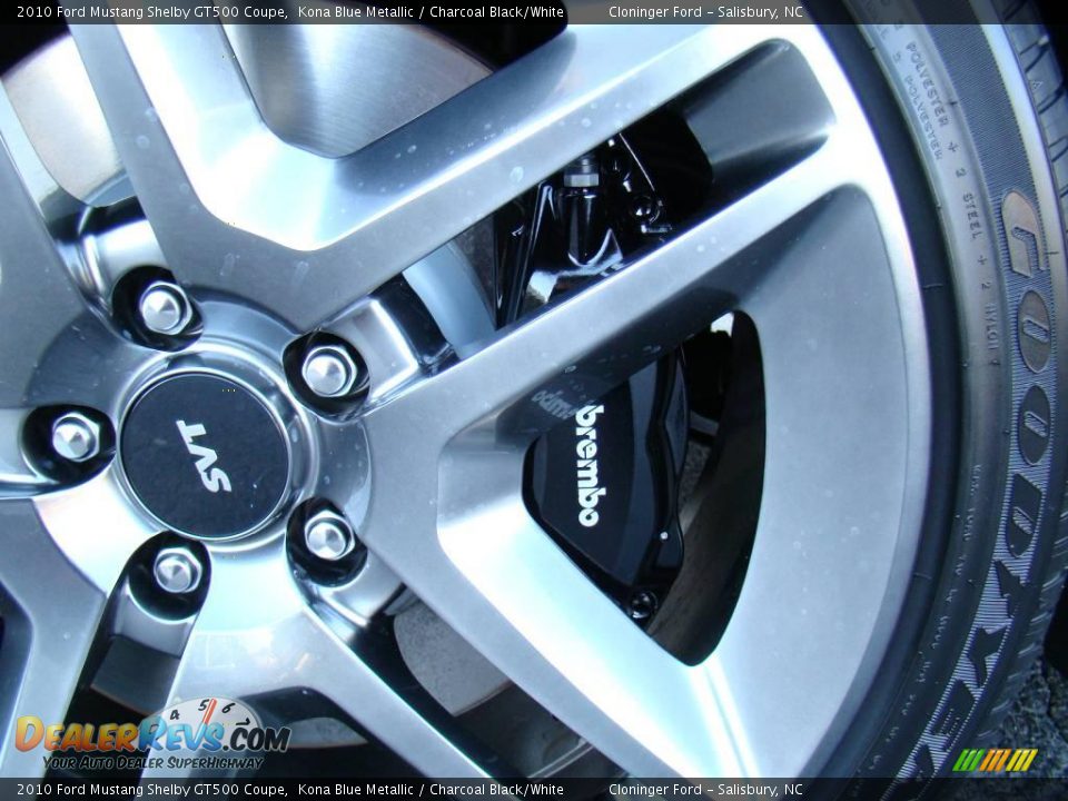 2010 Ford Mustang Shelby GT500 Coupe Kona Blue Metallic / Charcoal Black/White Photo #14
