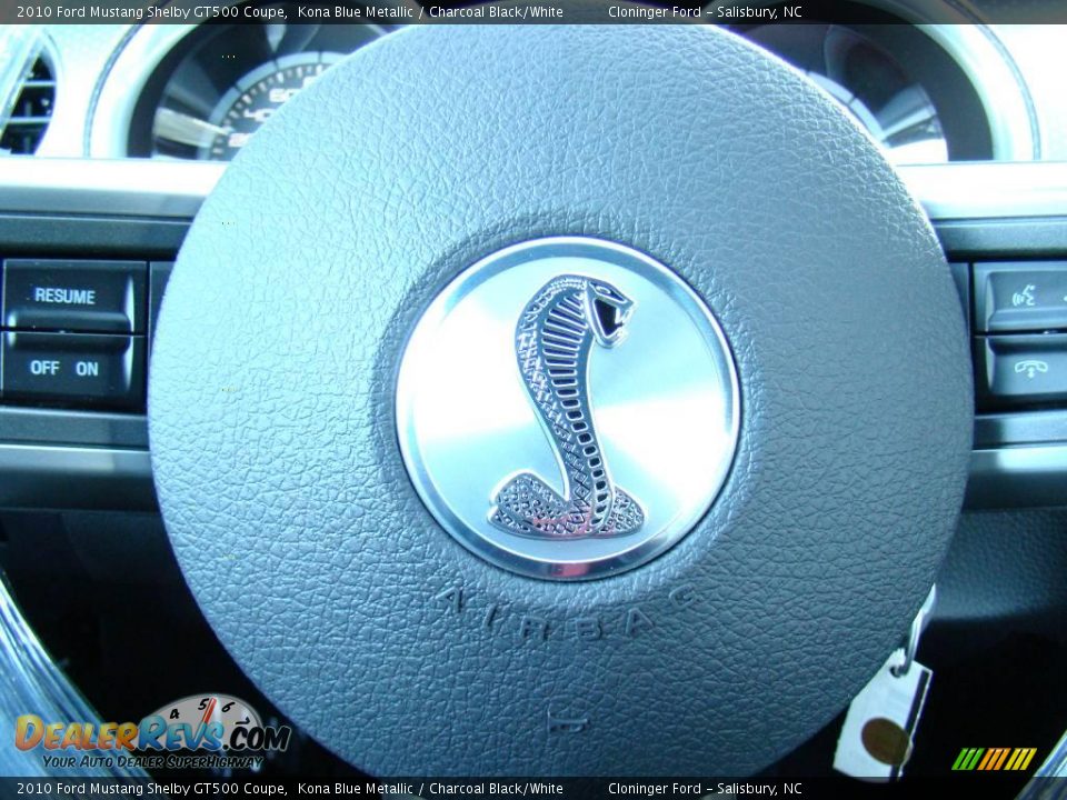 2010 Ford Mustang Shelby GT500 Coupe Kona Blue Metallic / Charcoal Black/White Photo #29
