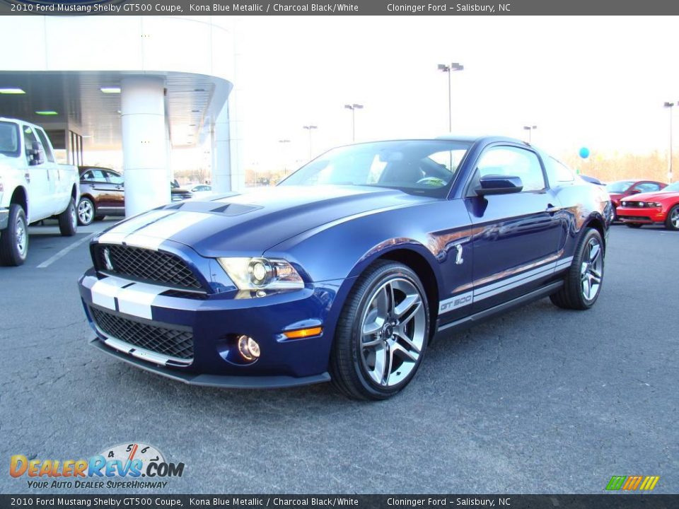 2010 Ford Mustang Shelby GT500 Coupe Kona Blue Metallic / Charcoal Black/White Photo #33