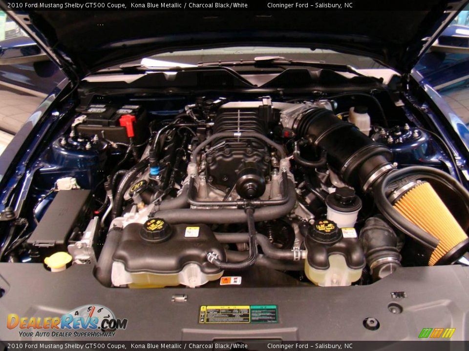 2010 Ford Mustang Shelby GT500 Coupe Kona Blue Metallic / Charcoal Black/White Photo #36