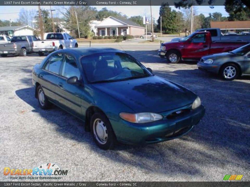 1997 Ford Escort Sedan Pacific Green Metallic / Gray Photo #3