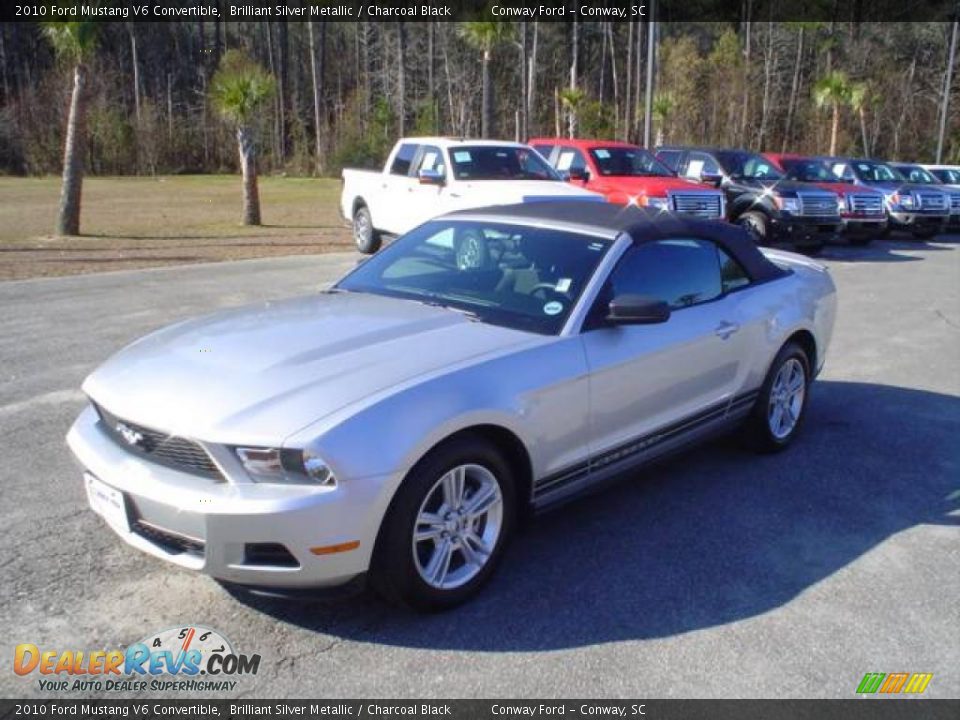 2010 Ford Mustang V6 Convertible Brilliant Silver Metallic / Charcoal Black Photo #1