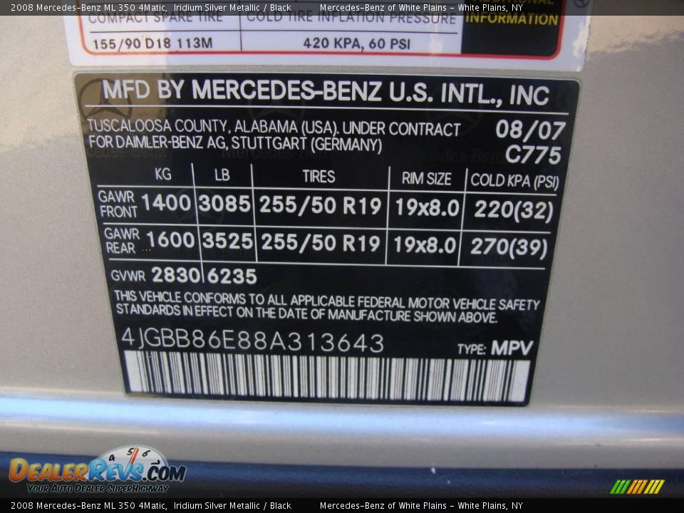 2008 Mercedes-Benz ML 350 4Matic Iridium Silver Metallic / Black Photo #20