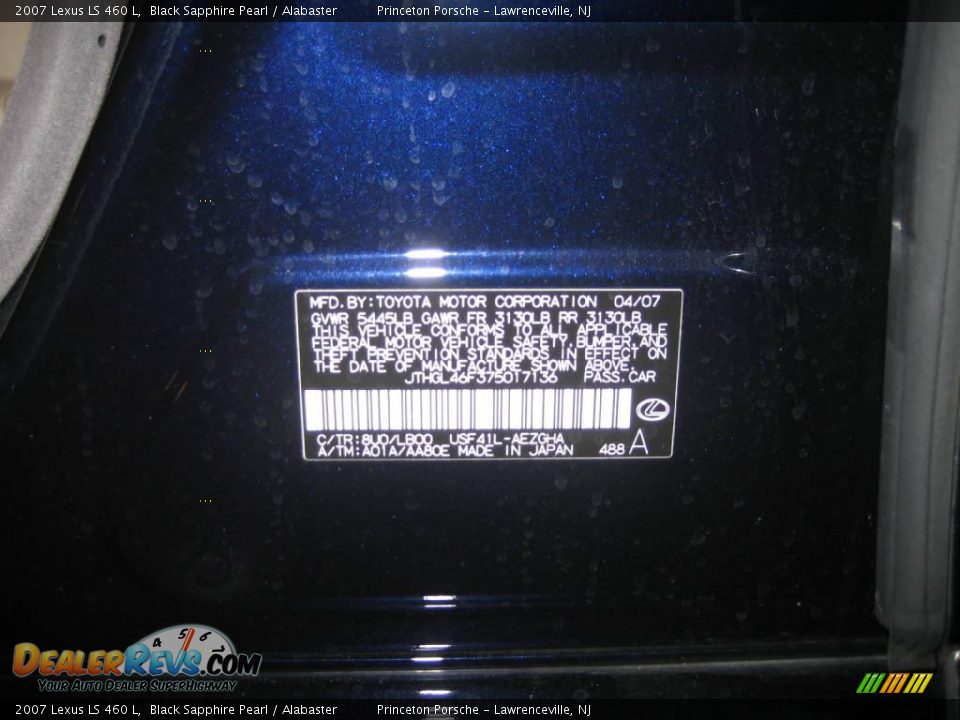 2007 Lexus LS 460 L Black Sapphire Pearl / Alabaster Photo #21
