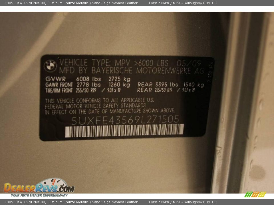 2009 BMW X5 xDrive30i Platinum Bronze Metallic / Sand Beige Nevada Leather Photo #29