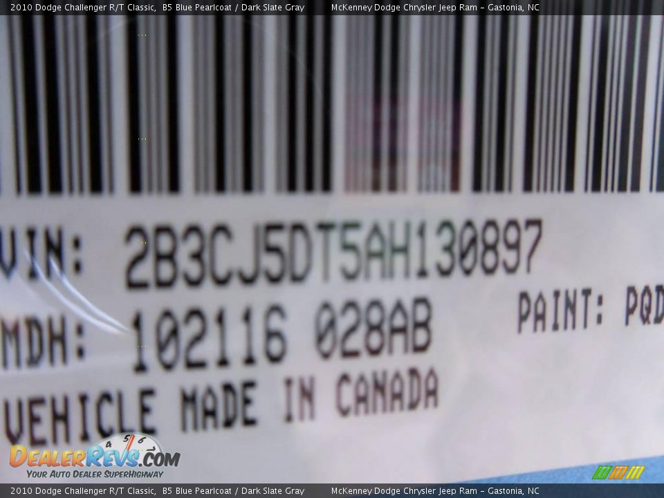 2010 Dodge Challenger R/T Classic B5 Blue Pearlcoat / Dark Slate Gray Photo #10