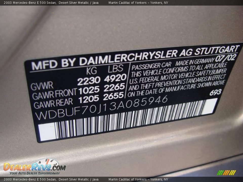 2003 Mercedes-Benz E 500 Sedan Desert Silver Metallic / Java Photo #29