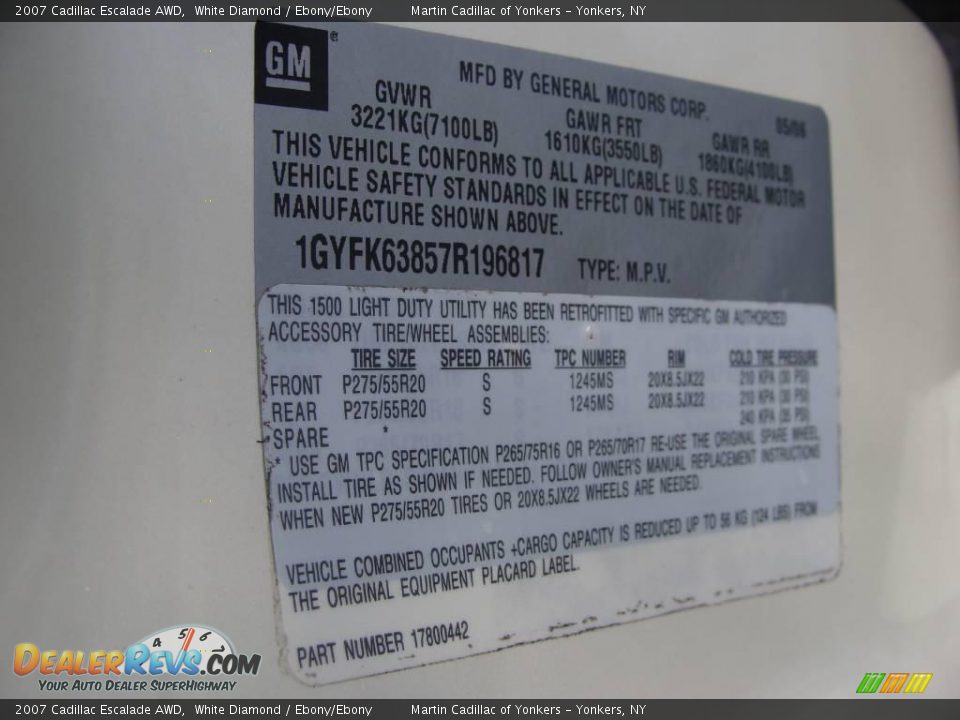 2007 Cadillac Escalade AWD White Diamond / Ebony/Ebony Photo #29