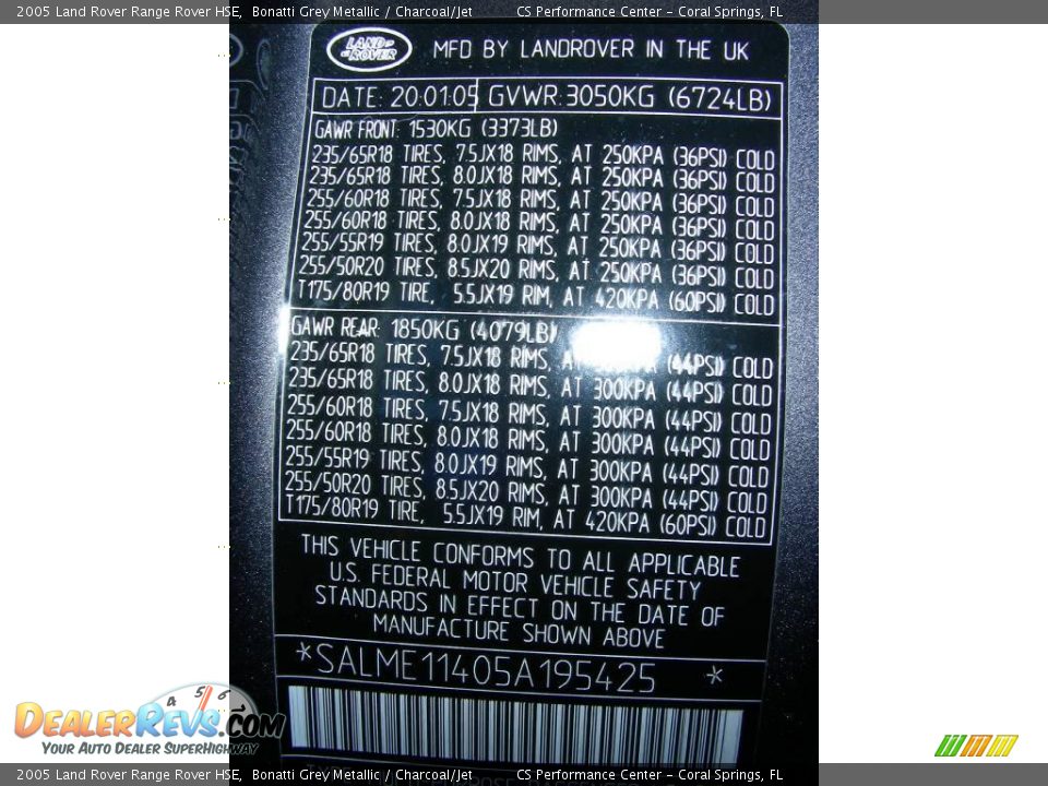 2005 Land Rover Range Rover HSE Bonatti Grey Metallic / Charcoal/Jet Photo #28