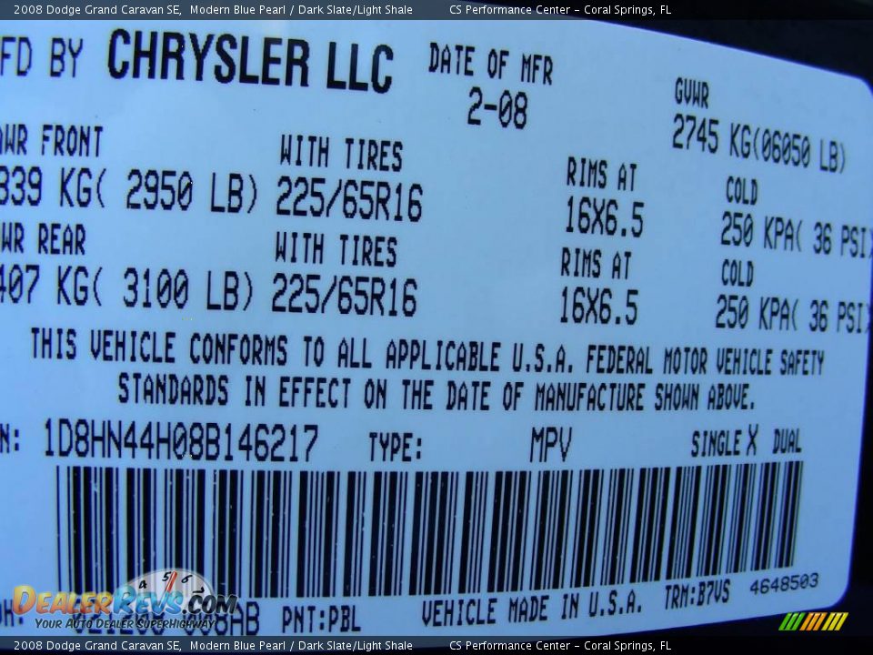 2008 Dodge Grand Caravan SE Modern Blue Pearl / Dark Slate/Light Shale Photo #21