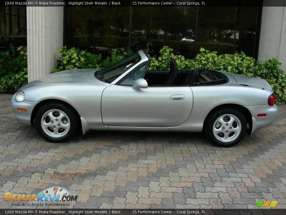 1999 Mazda MX-5 Miata Roadster Highlight Silver Metallic / Black Photo #3