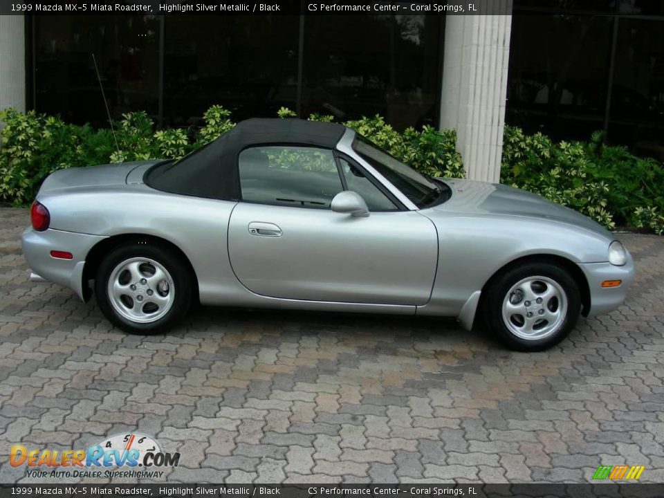 1999 Mazda MX-5 Miata Roadster Highlight Silver Metallic / Black Photo #4