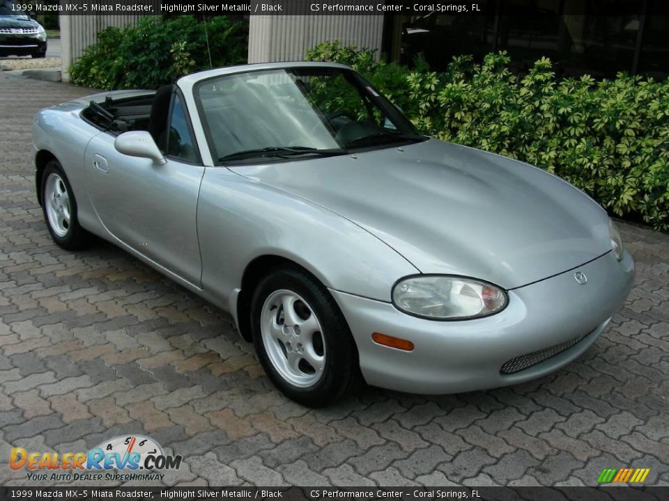 1999 Mazda MX-5 Miata Roadster Highlight Silver Metallic / Black Photo #8