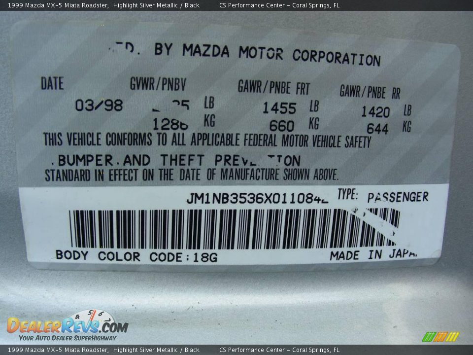 1999 Mazda MX-5 Miata Roadster Highlight Silver Metallic / Black Photo #27