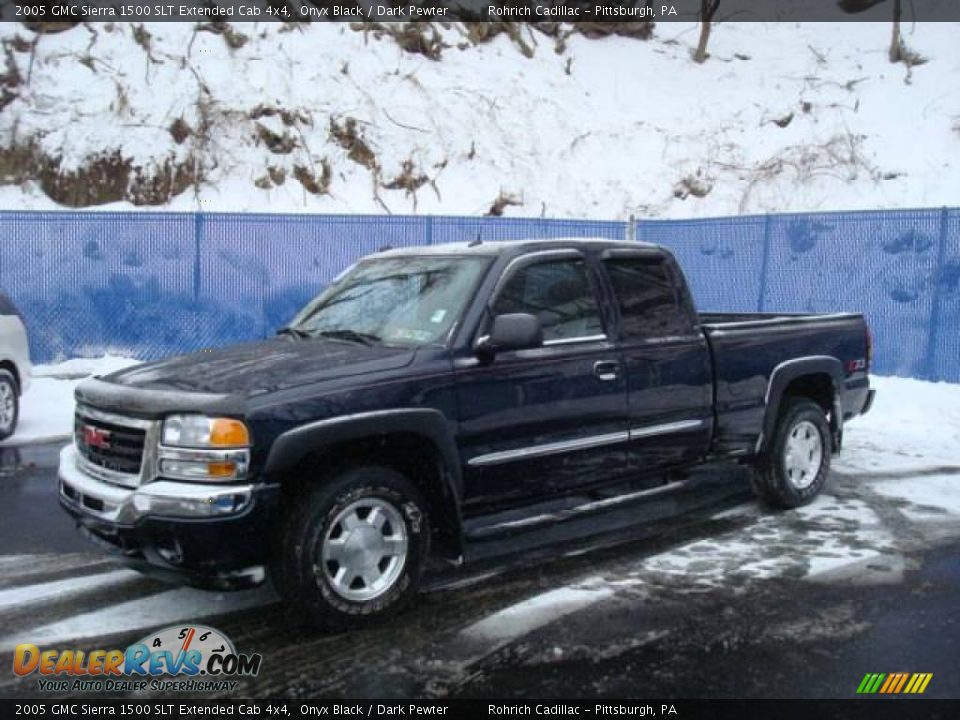 2005 GMC Sierra 1500 SLT Extended Cab 4x4 Onyx Black / Dark Pewter Photo #1