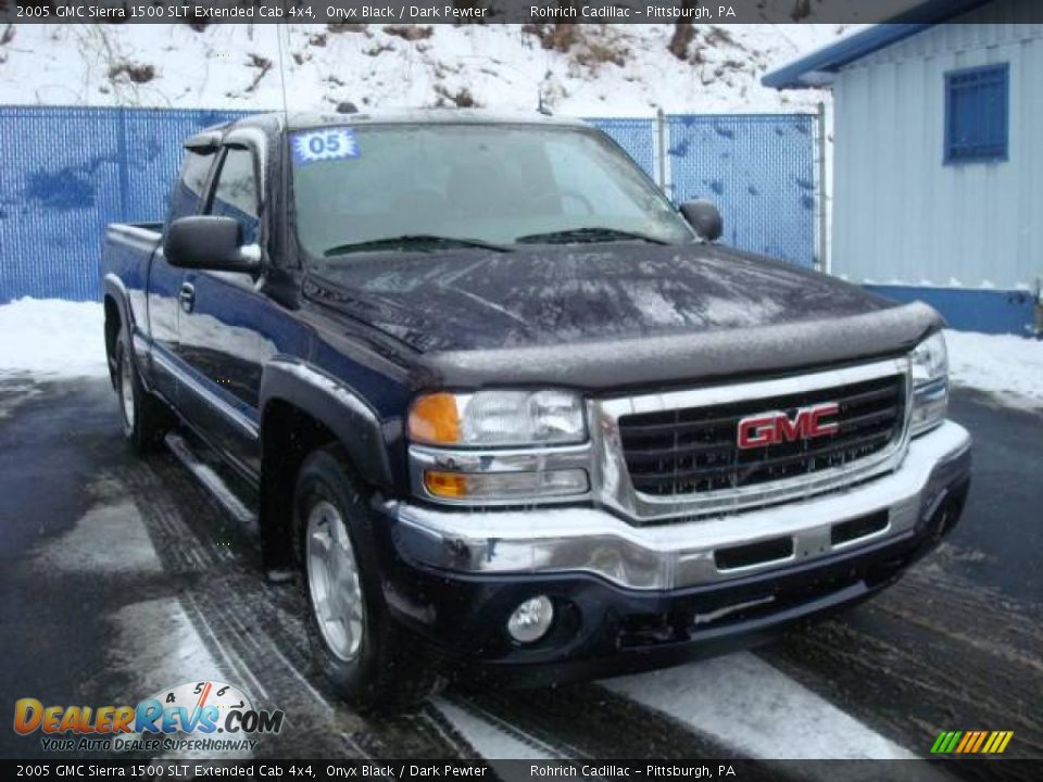 2005 GMC Sierra 1500 SLT Extended Cab 4x4 Onyx Black / Dark Pewter Photo #6