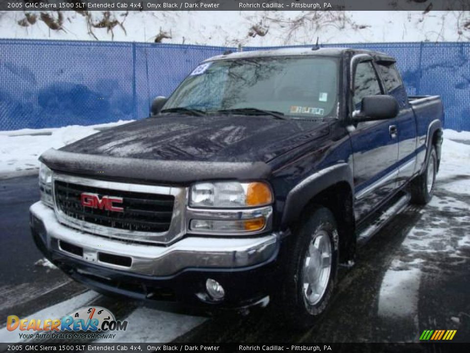 2005 GMC Sierra 1500 SLT Extended Cab 4x4 Onyx Black / Dark Pewter Photo #8