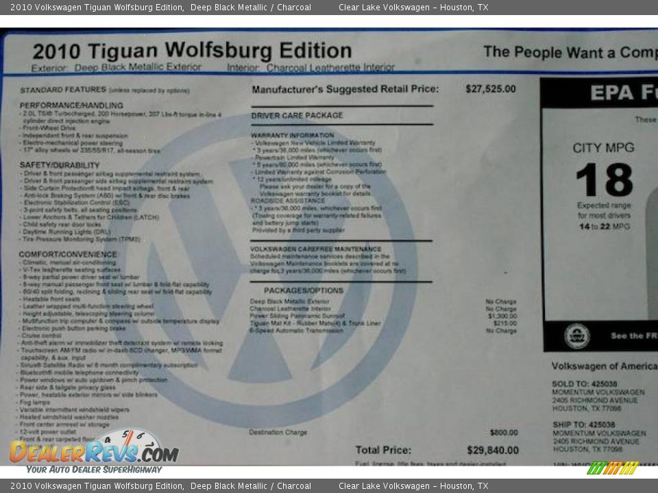 2010 Volkswagen Tiguan Wolfsburg Edition Deep Black Metallic / Charcoal Photo #19