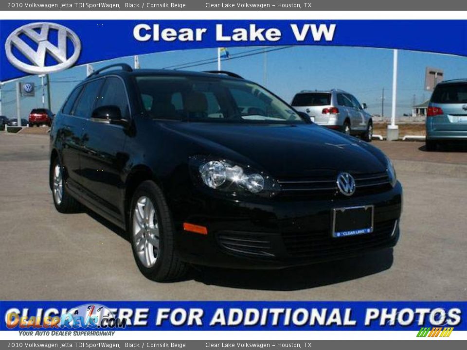 2010 Volkswagen Jetta TDI SportWagen Black / Cornsilk Beige Photo #1