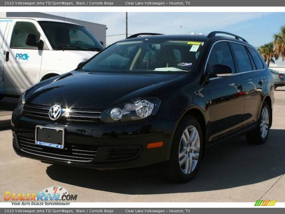 2010 Volkswagen Jetta TDI SportWagen Black / Cornsilk Beige Photo #11