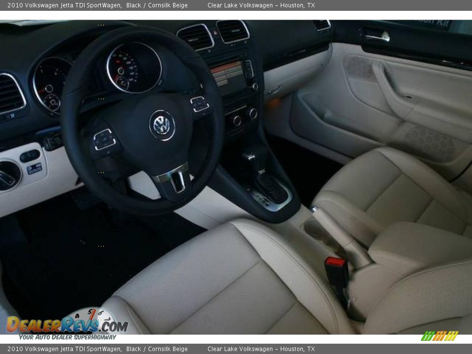 2010 Volkswagen Jetta TDI SportWagen Black / Cornsilk Beige Photo #12