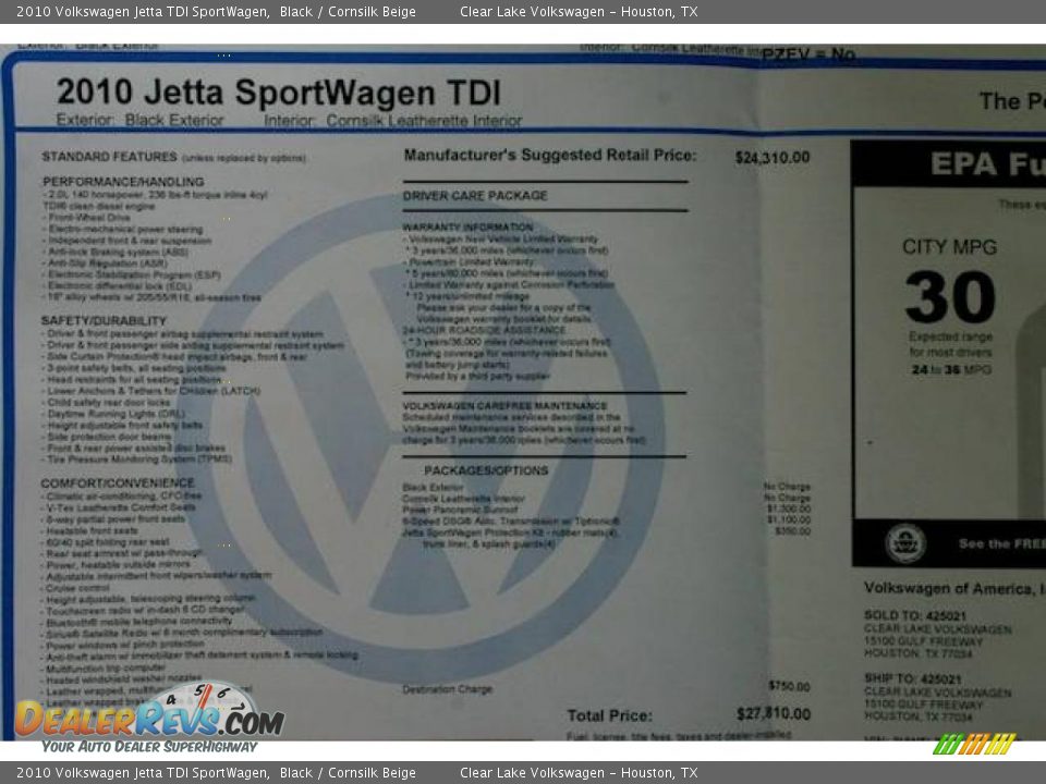 2010 Volkswagen Jetta TDI SportWagen Black / Cornsilk Beige Photo #20