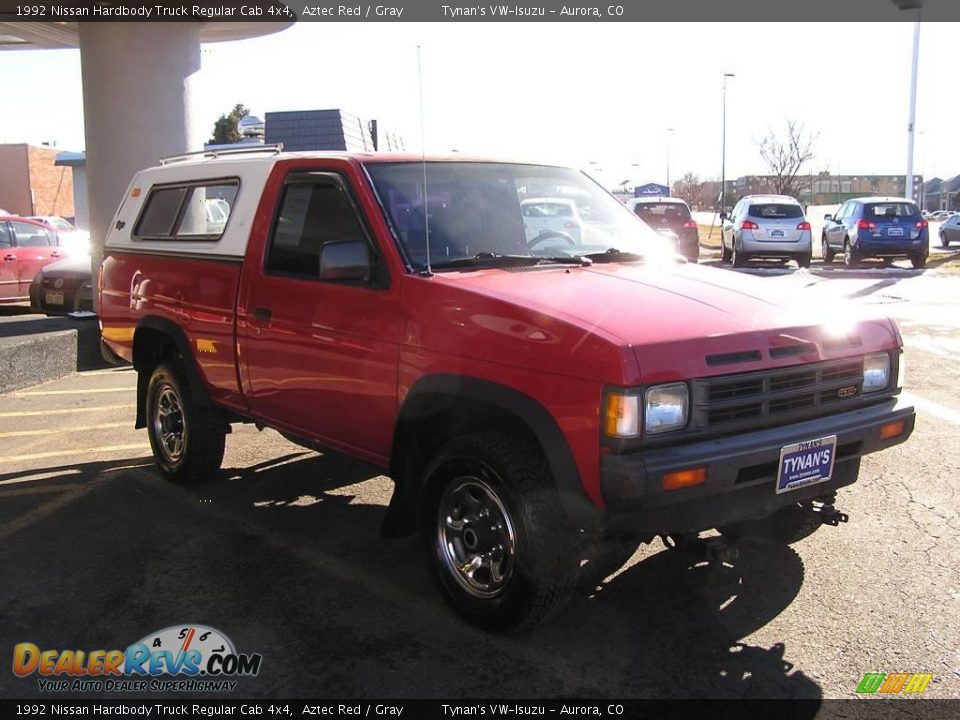 1992 Nissan Hardbody Truck Regular Cab 4x4 Aztec Red / Gray Photo #3